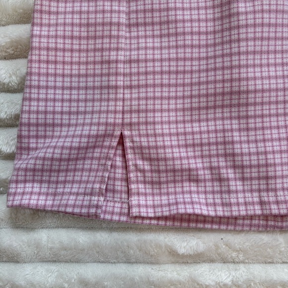 Brandy Melville High Waist Mini Pencil Skirt Pink and White Plaid - Picture 7 of 10